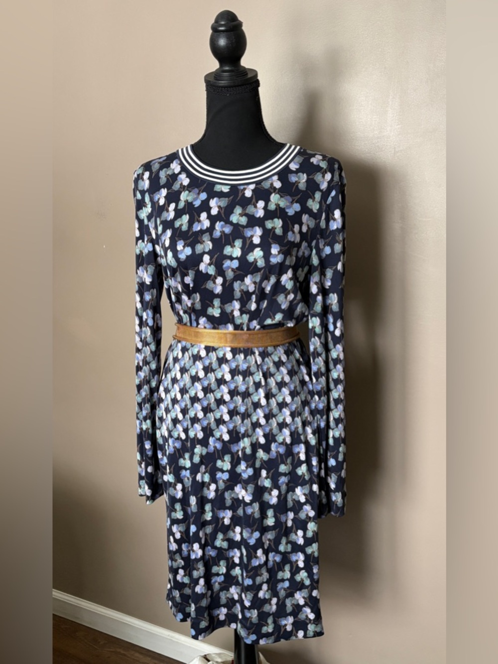 TORY BURCH SILK shift dress blue purple Mid Century inspired resort vacation XL
